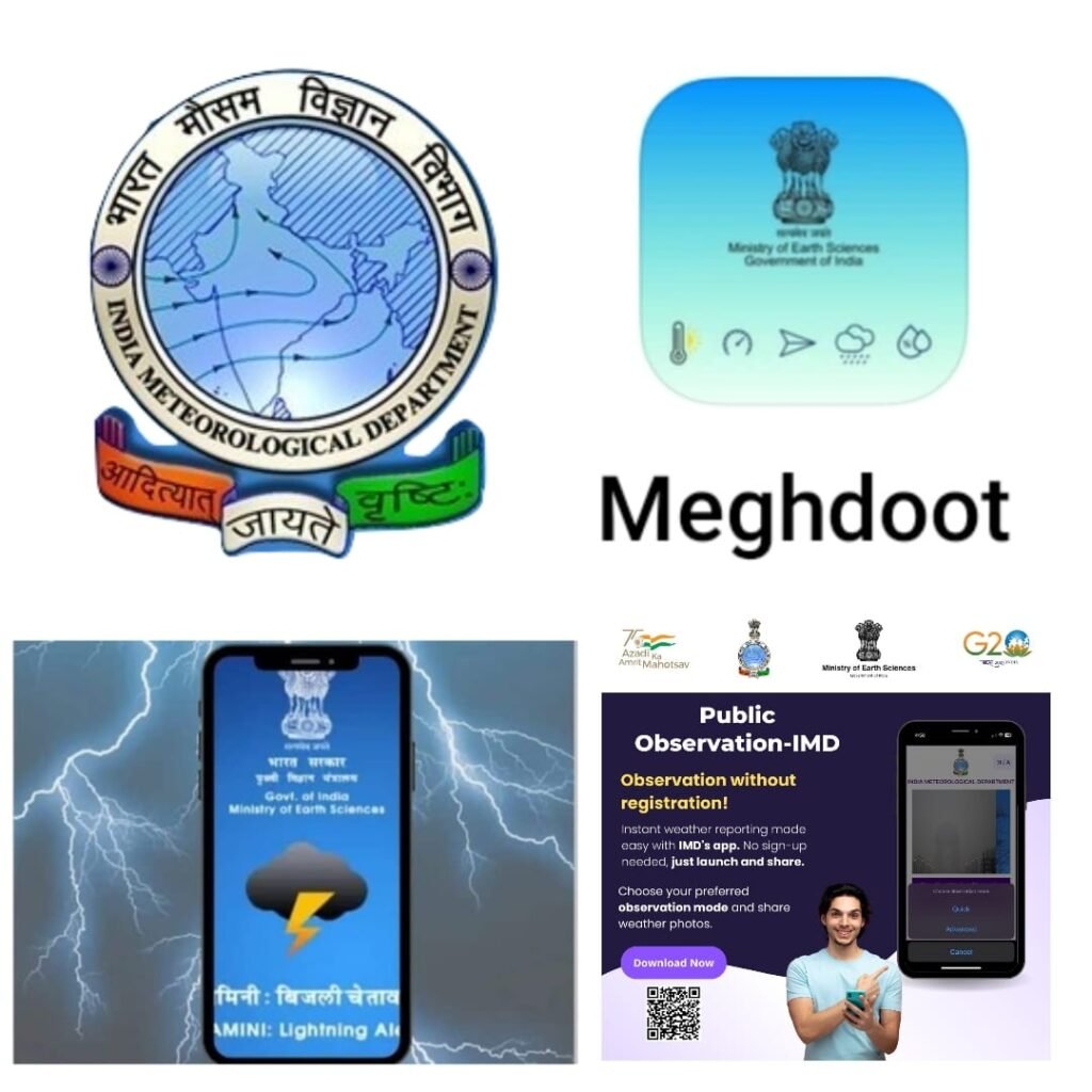 MAUSAM, Meghdoot, Damini, Public Observation Appliction Very useful application for farmers public observersion application, MAUSAM is a Mobile App of the India Meteorological Department (IMD), Ministry of Earth Sciences (MoES), Government of India to provide seamless and user-friendly access to weather products, India Meteorological Department, Damini - Lightning Alert, Meghdoot– Mobile app for weather based agro advisories